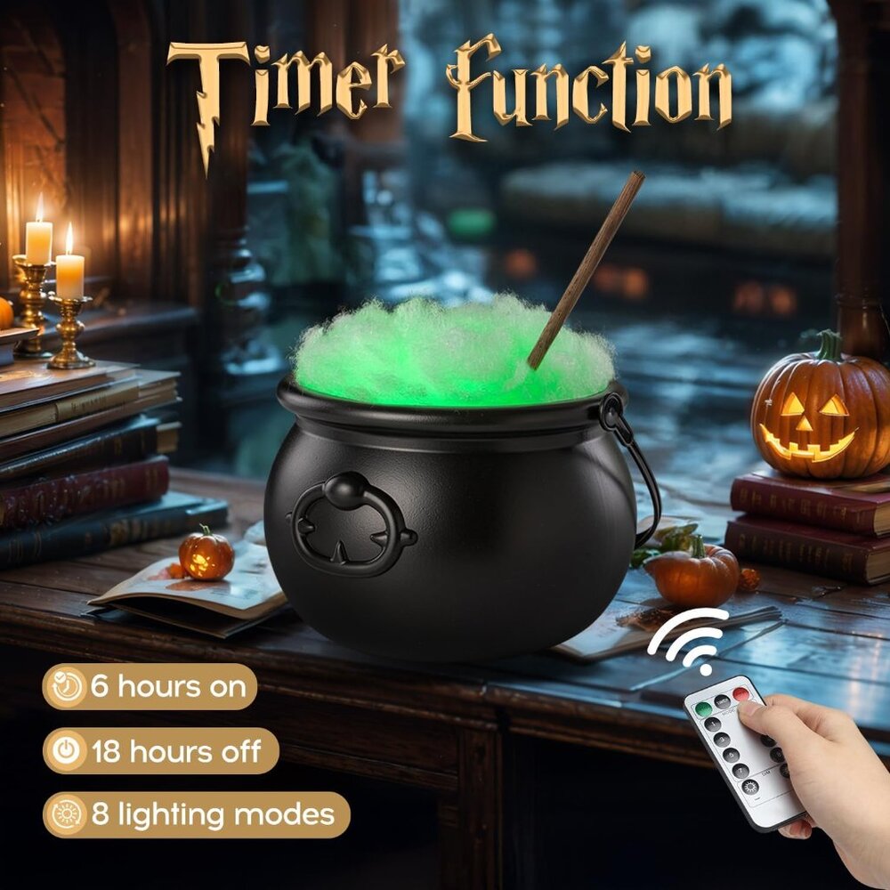Halloween Decorations Indoor - Magic Auto Mixing Witches Cauldron  Black Plastic - Picture 5 of 9